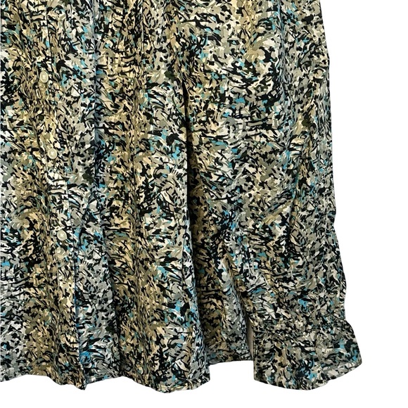 LOFT NWT Printed Pintucked Ruffle Long Sleeve Button Front Blouse Size Small - Picture 7 of 16